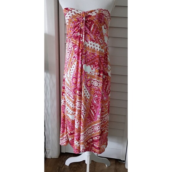 Free People Strapless or Halter women's pink boho print convertible dress M - Picture 1 of 7